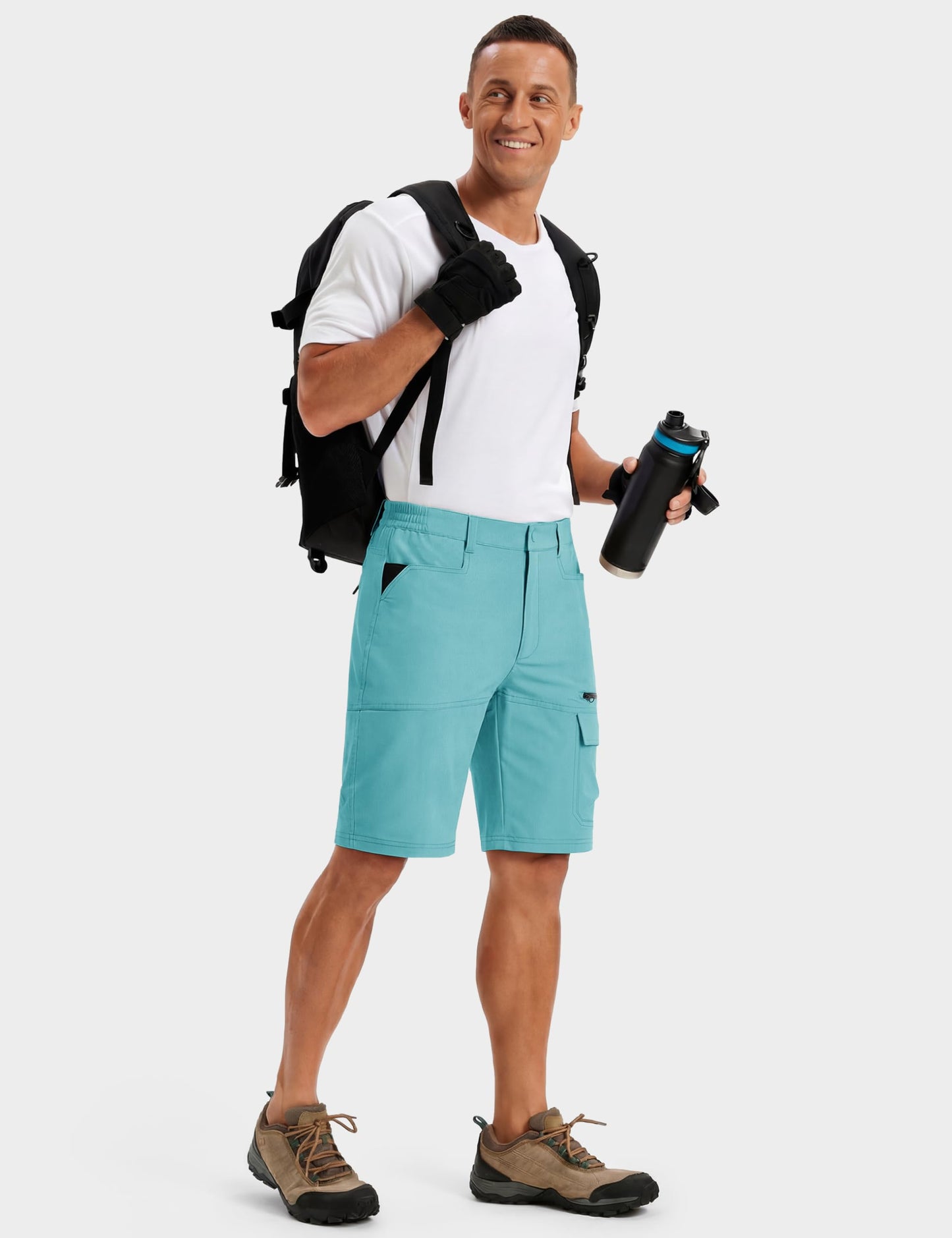 TACVASEN Mens Hiking Cargo Shorts Outdoor Casual Lightweight Quick Dry Waterproof Breathable Fishing Dress Shorts Water Blue 34