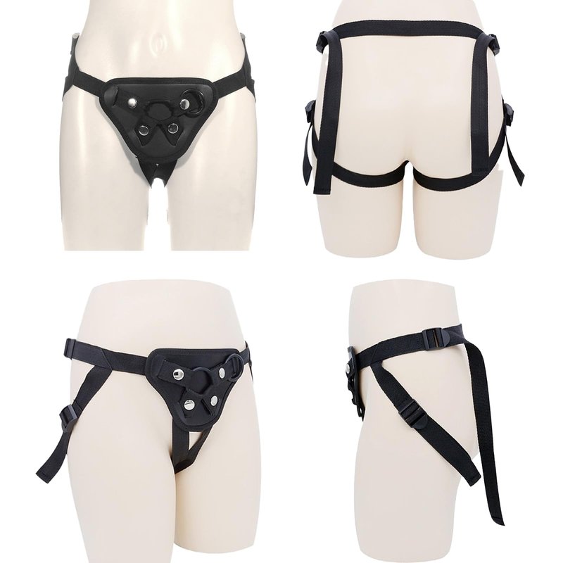 FYMKE Black Underwear with Reinforced Crotch,Harness Pants Panties Underwear，Adjustable Fit (Black-A)