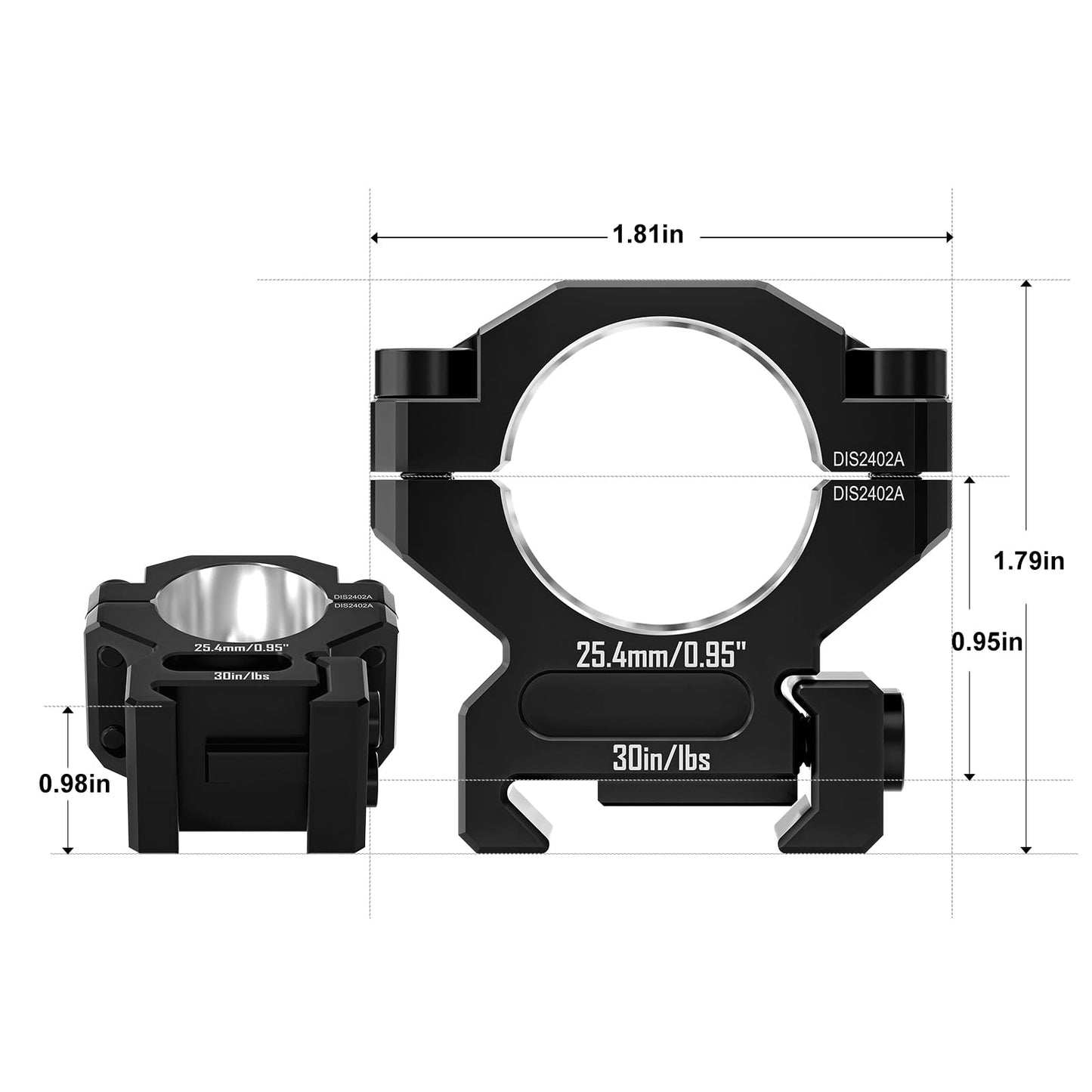 DISCOVERYOPT 7075 Series Aluminum Scope Rings - Medium Profile 35mm Scope Mount for Picatinny Rail