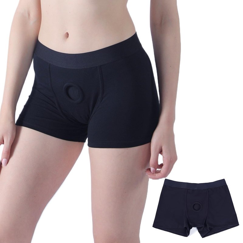 ANNUO Strap Harness Pants Strapless Underwear for Men Women Boxer Briefs Black