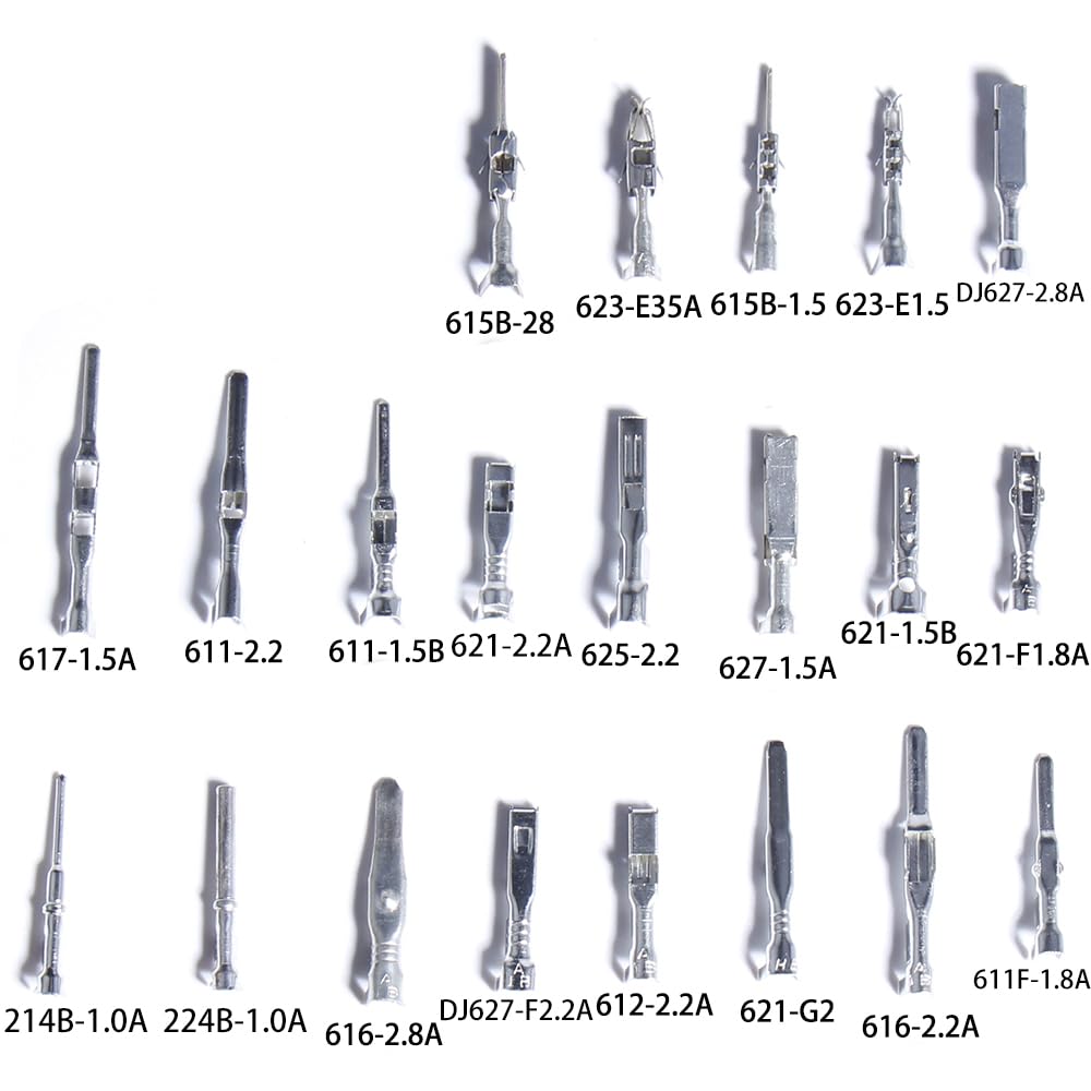 Connector Pins Crimped Terminal Kit - Automotive Electrical Wire Removal Set | Non-Insulated Male & Female Plugs | 1-3.5mm Sizes