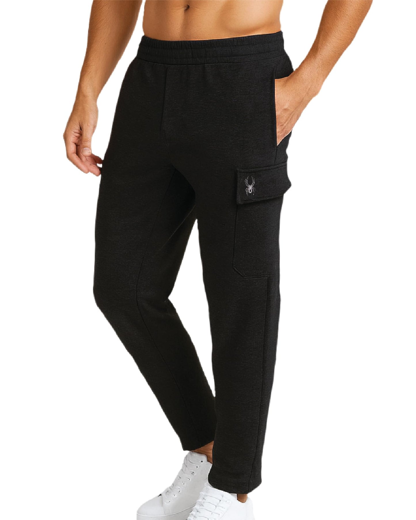 Spyder Mens Cargo Sweatpants - Soft Stretch Fleece Mens Joggers with Pockets & Elastic Waistband for Running Jogging Workout, Size Medium, Black