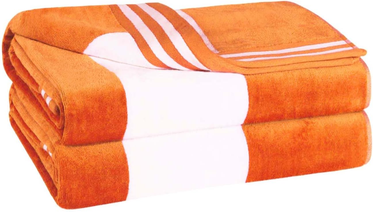 Oversized Beach Towel Set - Soft Orange Cotton Towels for Ultimate Comfort | 2-Pack