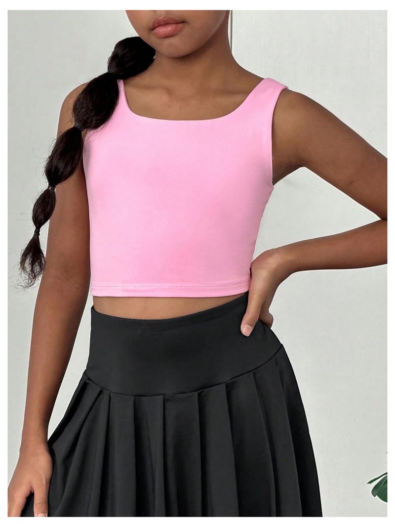 WDIRARA Girl's Twist Backless Athletic Tank Top Sleeveles Workout Running Tennis Sports Shirts Watermelon Pink 4Y