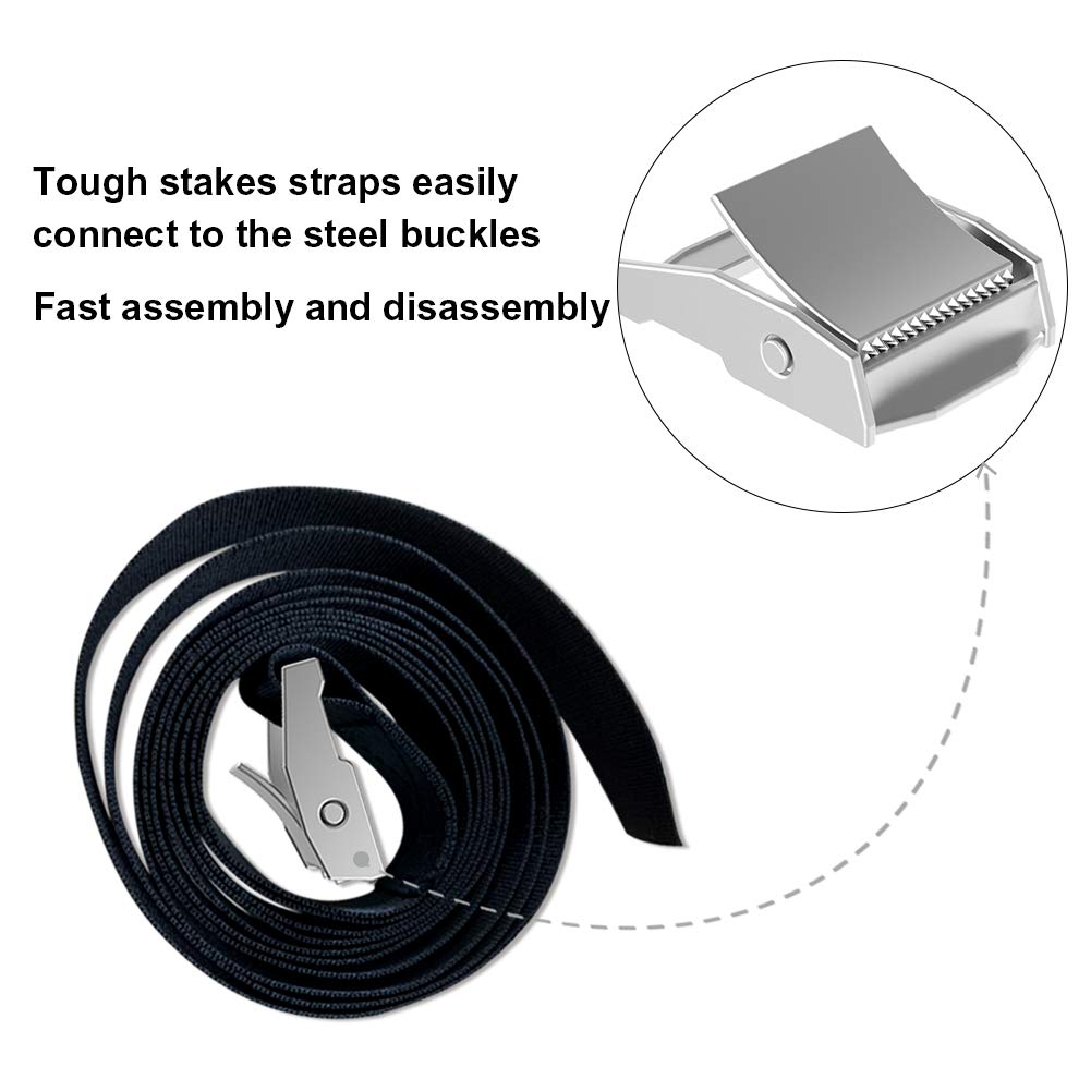 EURMAX USA 4-Pack Windproof Trampoline Stakes Anchor Kit-Steel Corkscrew Anchor,Heavy Duty Tie Down Kit with T-Hook&Reinforced Safety Straps,Secure Weatherproof Protection for Trampoline,Tent&Playset