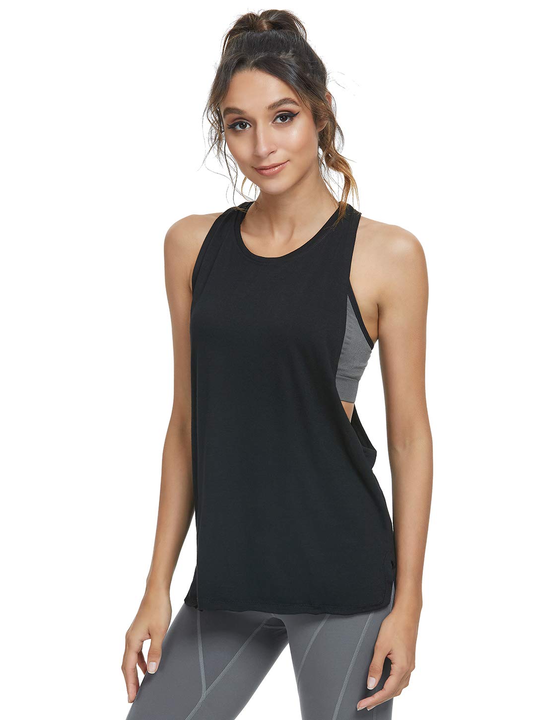 Cosy Pyro Workout Tank Tops for Women Lightweight Running Tanks Basic Gym Tops Sleeveless Athletic Yoga Shirts-4 Pack Black/Light Gray/White/Blue Small