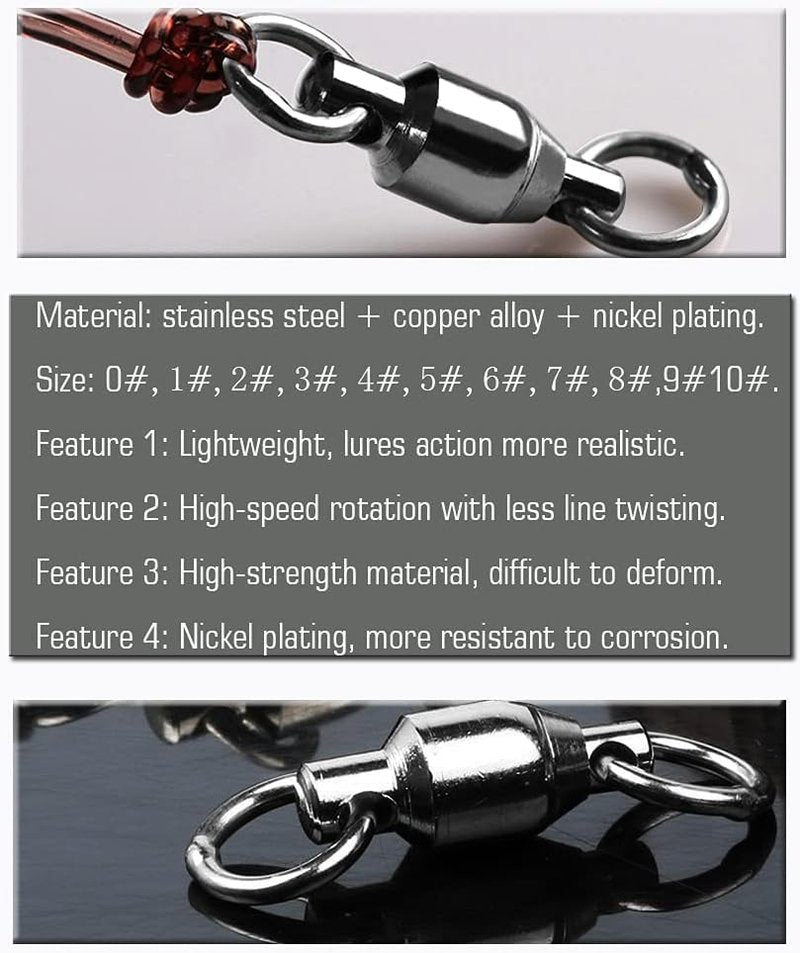 Barrel Ball Bearing Swivel Fishing Swivels - High Strength Stainless Steel Connector | Black Nickel Finish