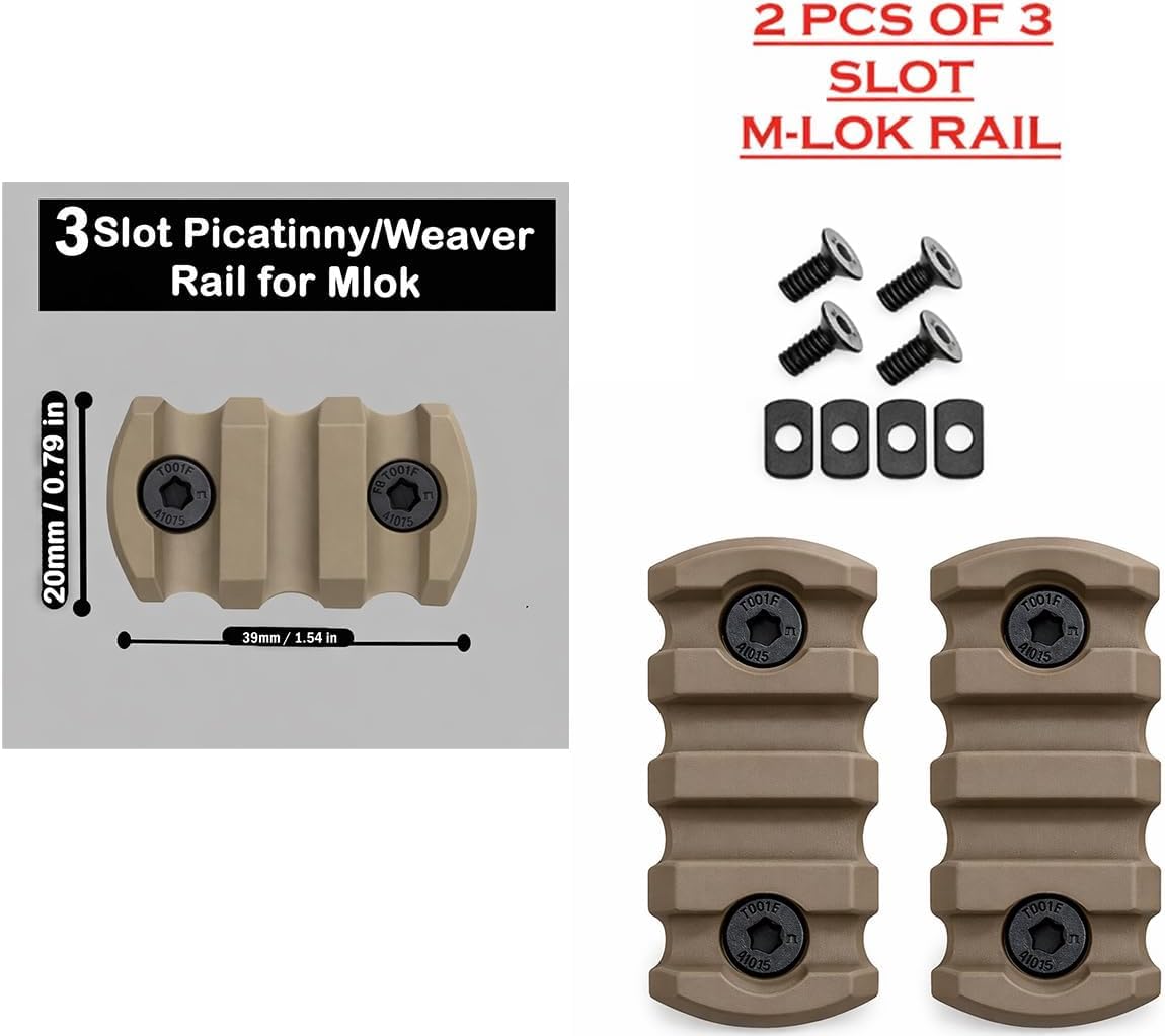 Gotical 3 Slot Rail DE Color Aluminium Three Slot Rail Picatinny Rail Set of 2 Pieces, Compatible with MLOK Devices (D-Earth)
