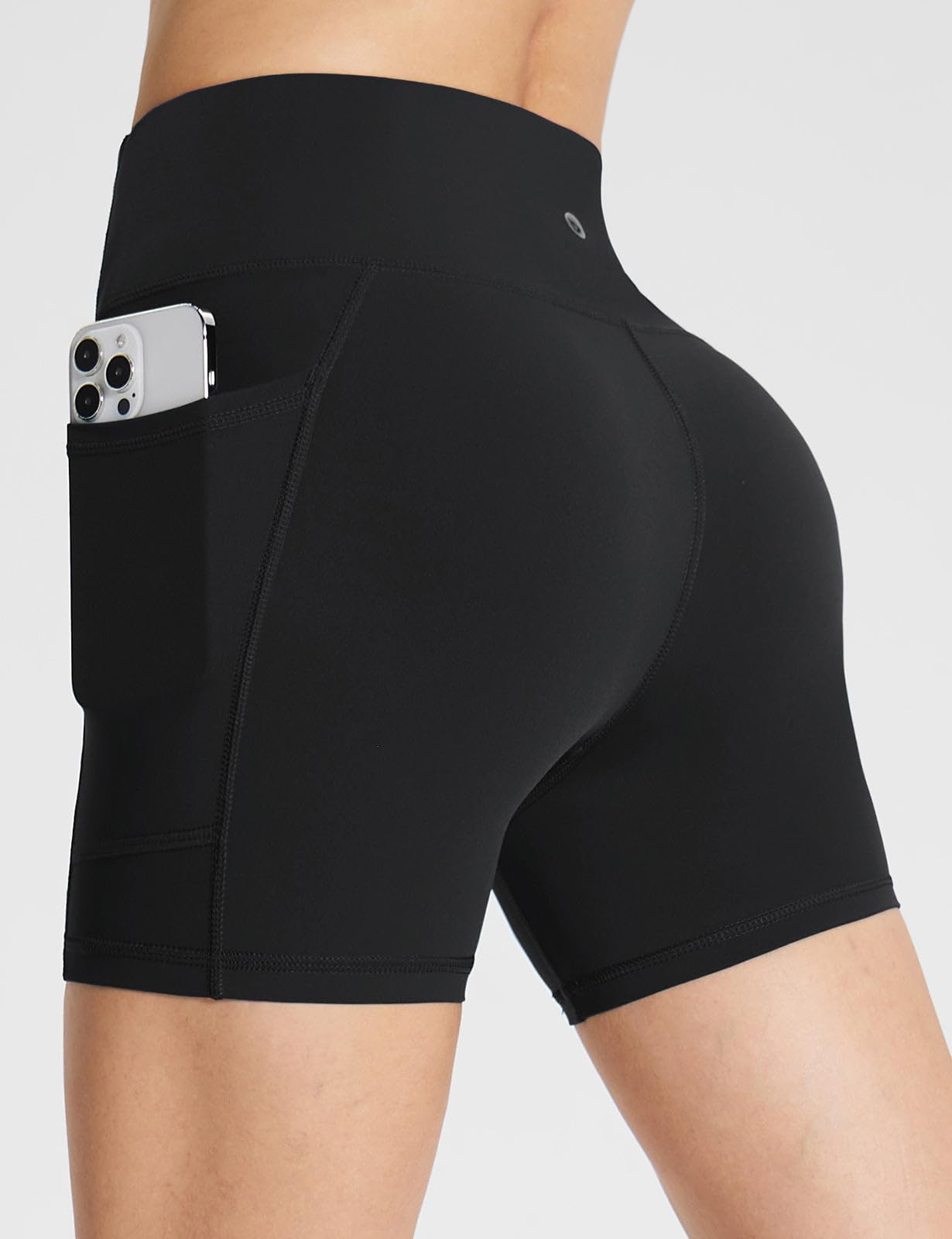 baleaf Womens Spandex Shorts 5" High Waisted Biker Workout Lycra Compression Shorts with Pockets Black XL