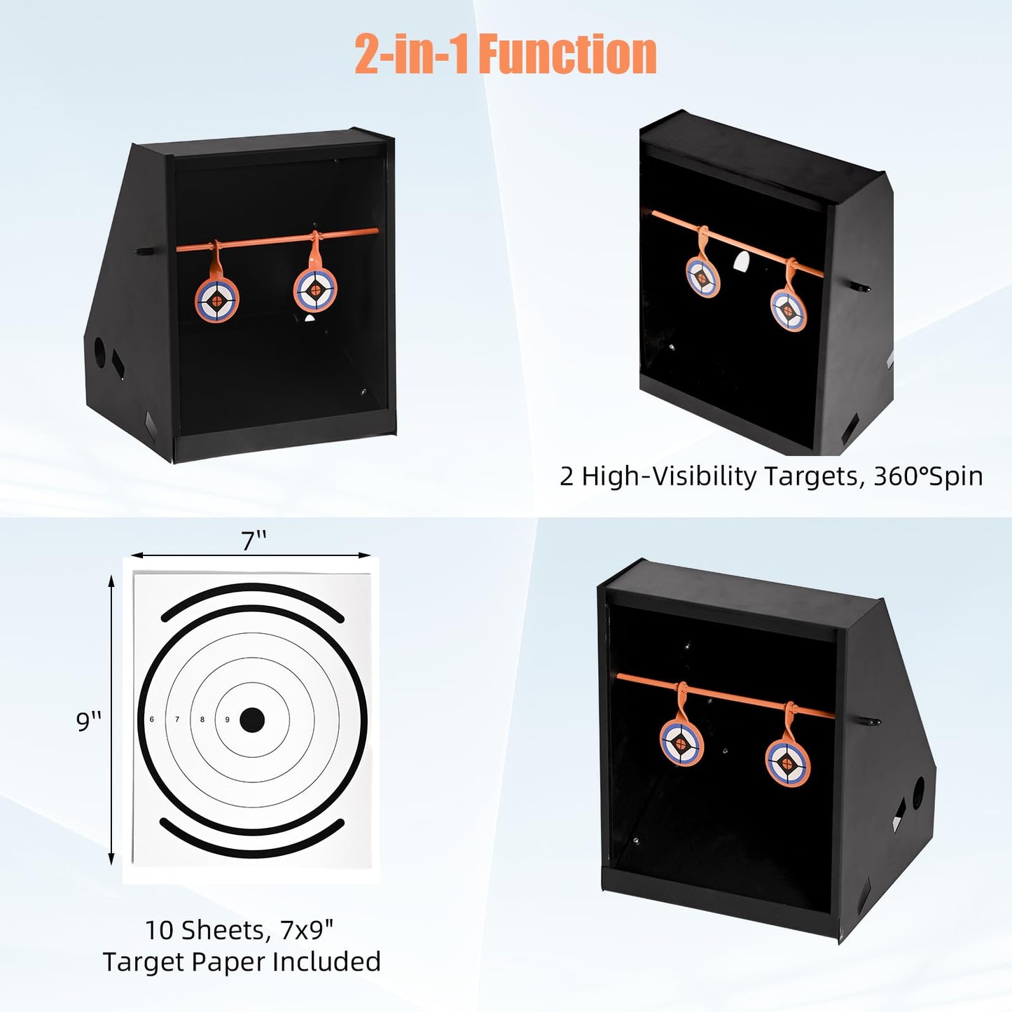 Nova Shock BB Trap Target for Airgun, BB Trap Target with 10pcs Paper Targets and 2 Spinner Targets