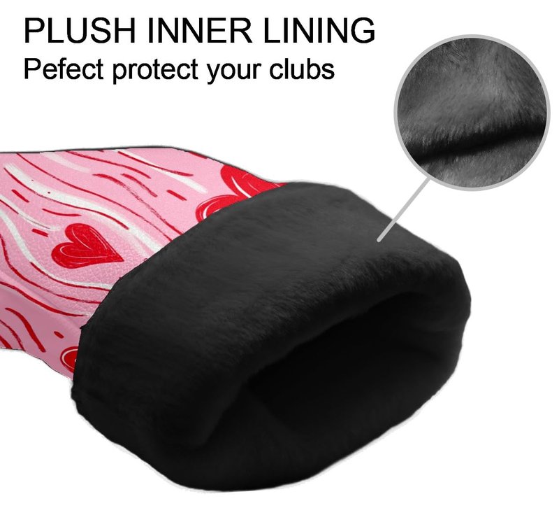 Golf Club Covers PU Leather Waterproof Golf Club Head Covers for Fairway Woods and Driver Wave Heart Driver Cover Suitable for Most Brands