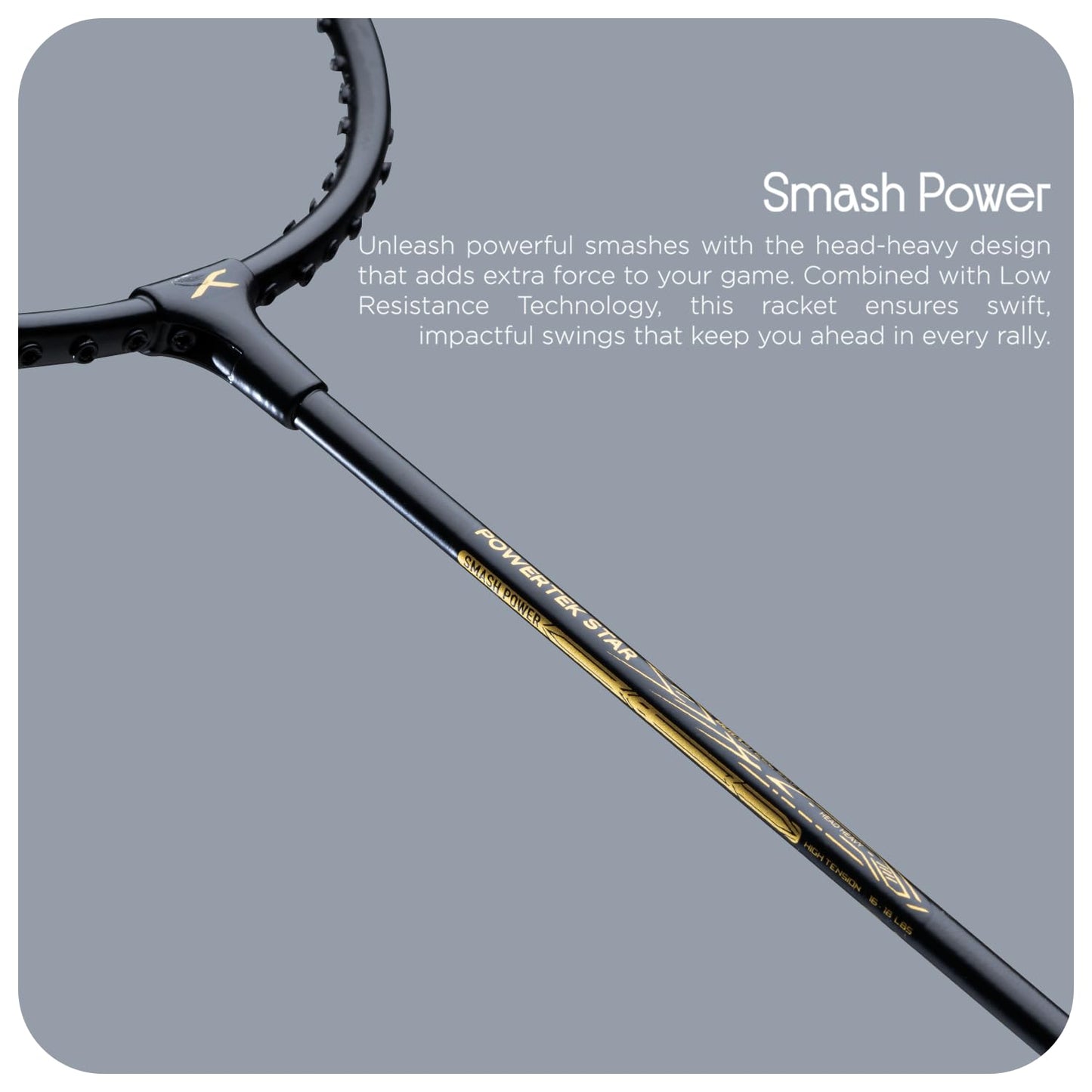 Hundred Powertek Star Badminton Racket Set of 2, Black, Pre-Strung Racquets with Full Cover and 2 Nylon Shuttlecocks, Lightweight and Durable for Beginners and Recreational Play