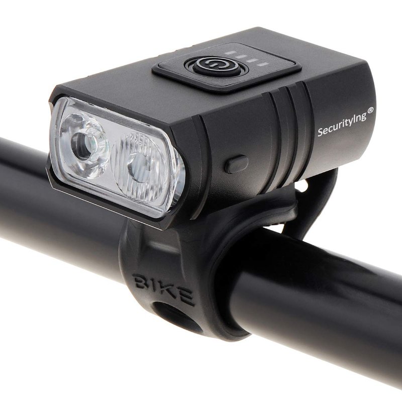 SecurityIng USB Rechargeable Bike Front Light, Super Bright 2 LED 1000LM Waterproof 6 Modes Bicycle Headlight and Tail Rear Light Set Taillight, Built-in 1000mAh Battery and Power Indicators