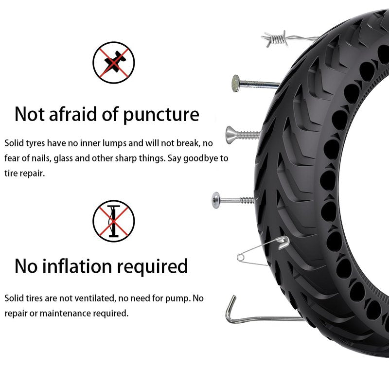 50/75-6.1 Scooter Tire, 2pcs 8 1/2 x2 Solid Tires, Replacement Wheel Compatible with All 8.5inch Scooter Tires