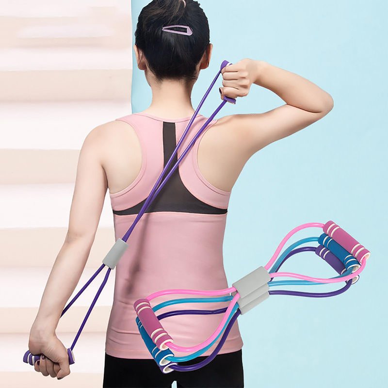 8 Fitness Resistance Band, PVC Versatile Elastic Exercise Band Stretching Strap Yoga Pilates Pulling Rope Muscle Training for Arm Shoulder Leg Stretch