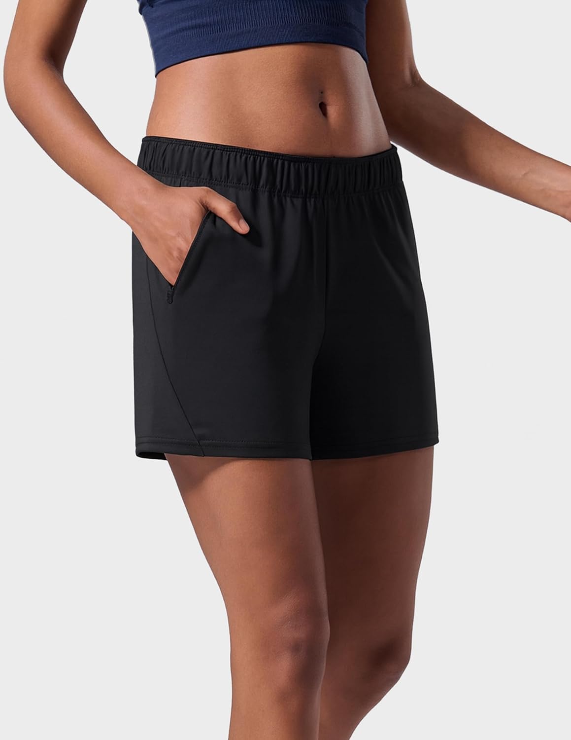 Women's Lounge Workout Shorts with Zipper Pockets - Lightweight Athletic Casual | 1 or 5 Pack, 5" Inseam