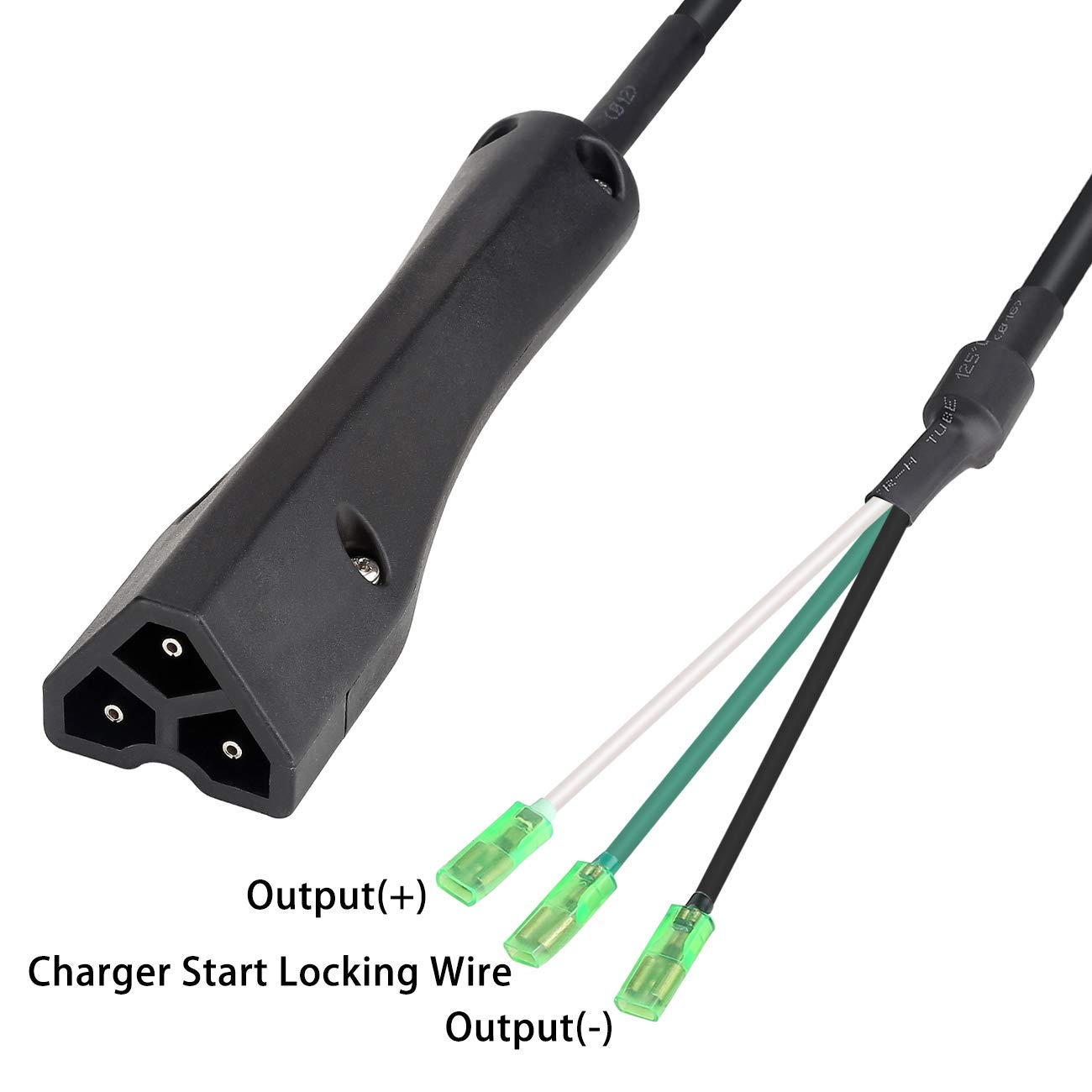 10L0L Golf Cart 48V Battery Charger Plug for EZGO TXT & RXV, 3-Pin Triangle Handle Plug with 8 inch DC Cable Cord, OEM# 611218 604321 8009