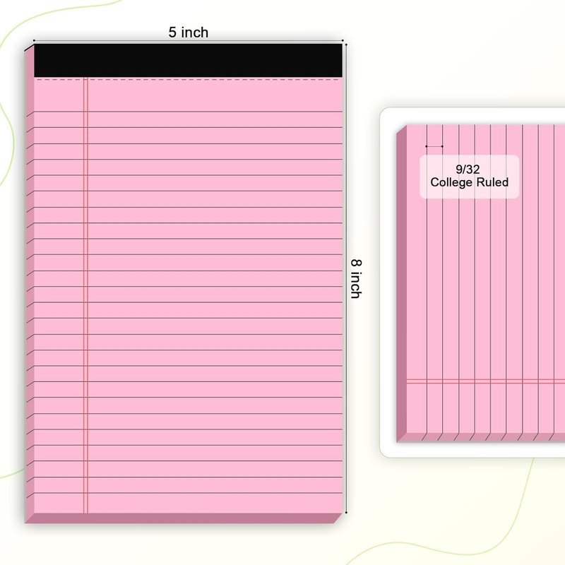 Small Note Pads - 5x8 College Ruled Notebooks | 5-Pack Perforated Writing Pads for School & Office