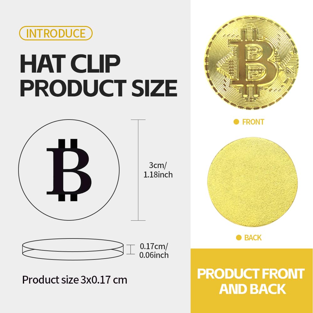 Scott Edward 2pcs Bitcoin Golf Ball Marker with Magnetic Hat Clip, Unique Golf Gift Ideas for Men and Women Golfer Golf Accessories Removable Attaches Easily to Golf Cap (Bitcoin & 2 Ball Markers)