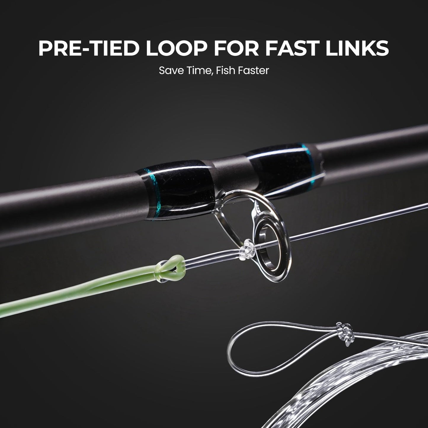 Piscifun Fly Fishing Leader with Pre-Tied Loop, Tapered Fly Line Leader, Nylon, Clear, 7.5ft, 6 Pack, 5X