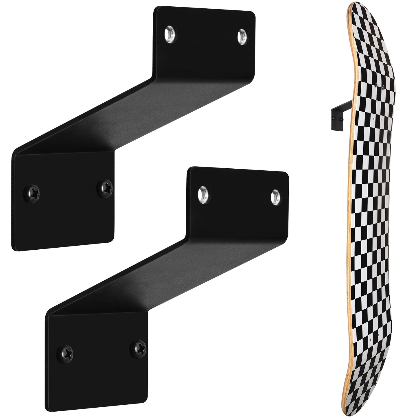 MIUONO Skateboard Wall Mount, Skateboard Deck Holder Wall Display Shelf, High Load Capacity Design 2 Pack