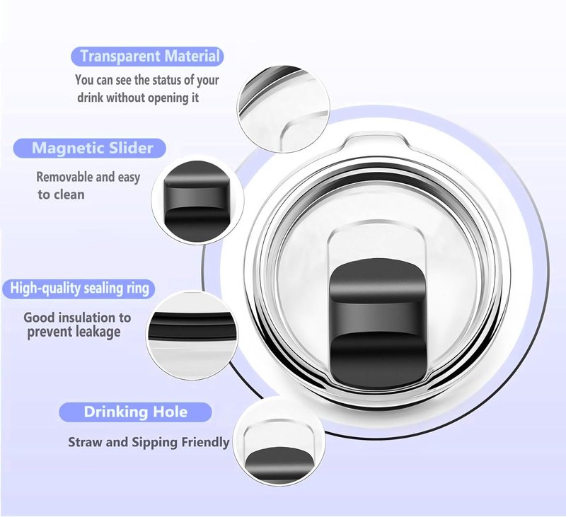 2PCS for YETI 30 oz Tumbler Lid, Replacement Lids Magnetic Slider Compatible for Yeti 30 oz Tumbler, 14 oz Mug and 35 oz Straw Mug, Travel Spill Proof Cup Lids Covers with Magnetic Slider Switch