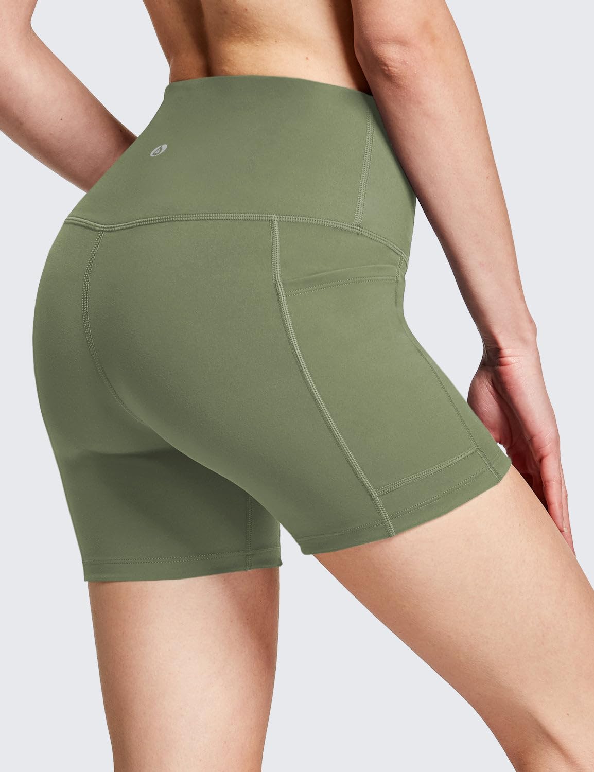 baleaf Biker Shorts Women Yoga Gym Workout Spandex Running Volleyball Tummy Control Compression with Pockets Soft 5" Navy Green XS