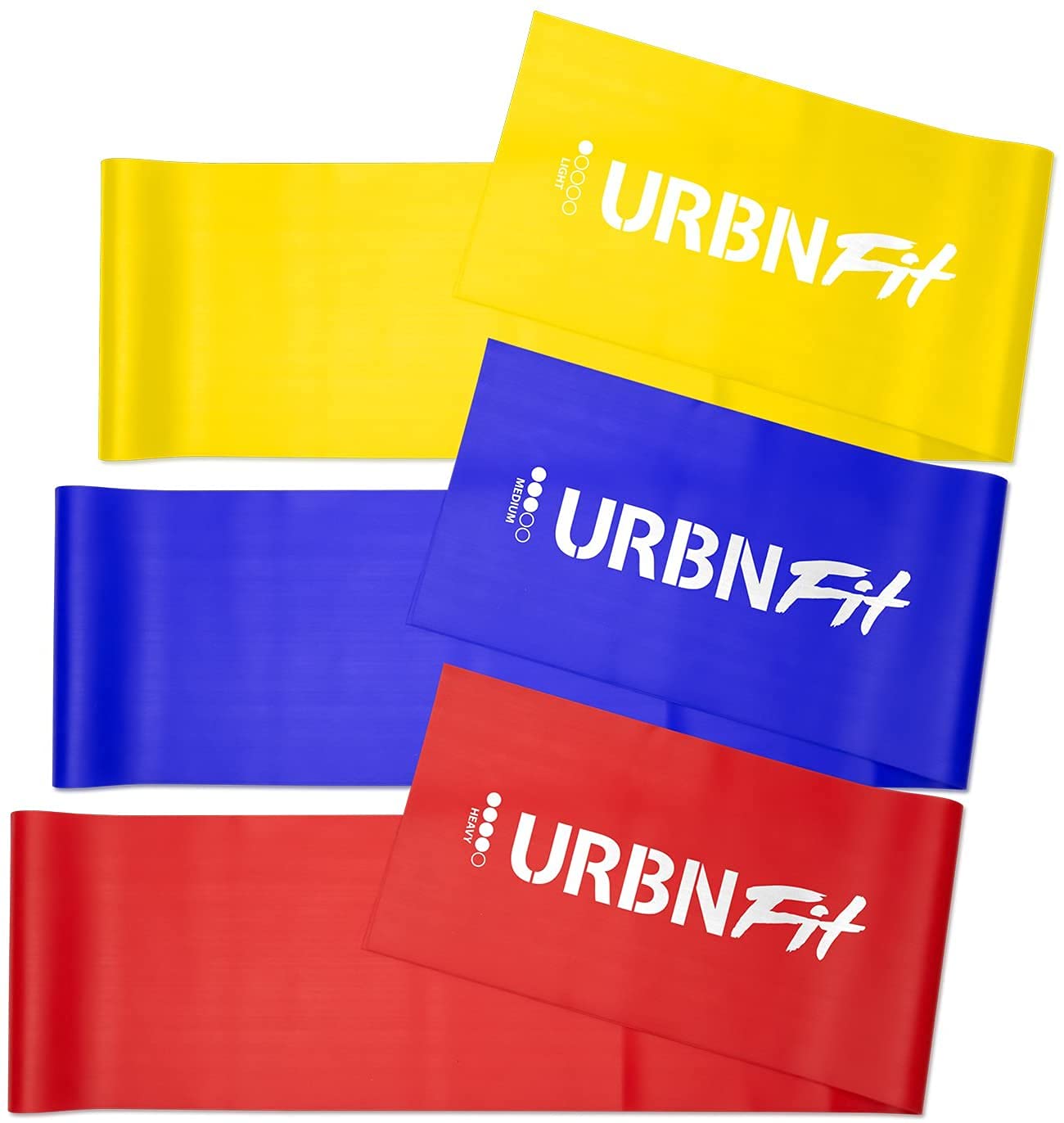 URBNFit Long Fitness Bands (5 Ft) w/Door Anchor - 3 Pack of Resistance Bands for Stretching, Workouts, Rehabilitation