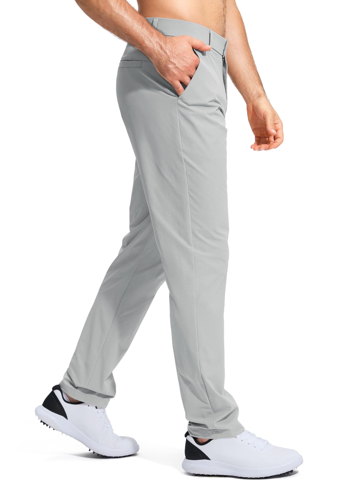 Pudolla Golf Pants for Men Stretch Dress Pants Mens Work Pants 32 Lightweight Quick Dry Casual Slacks Trousers with Pockets(Bright Gray 32Wx32L)