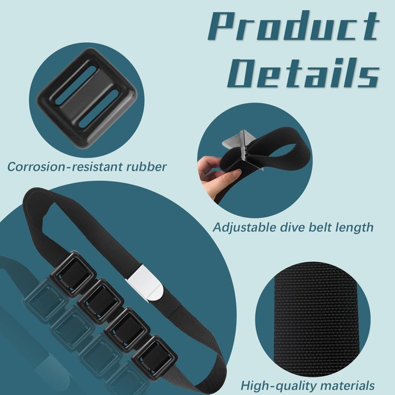 Diving Weight Belt Set - 4 Pcs Nylon Belt with Metal Block Buckle for Free Diving | Adjustable Size