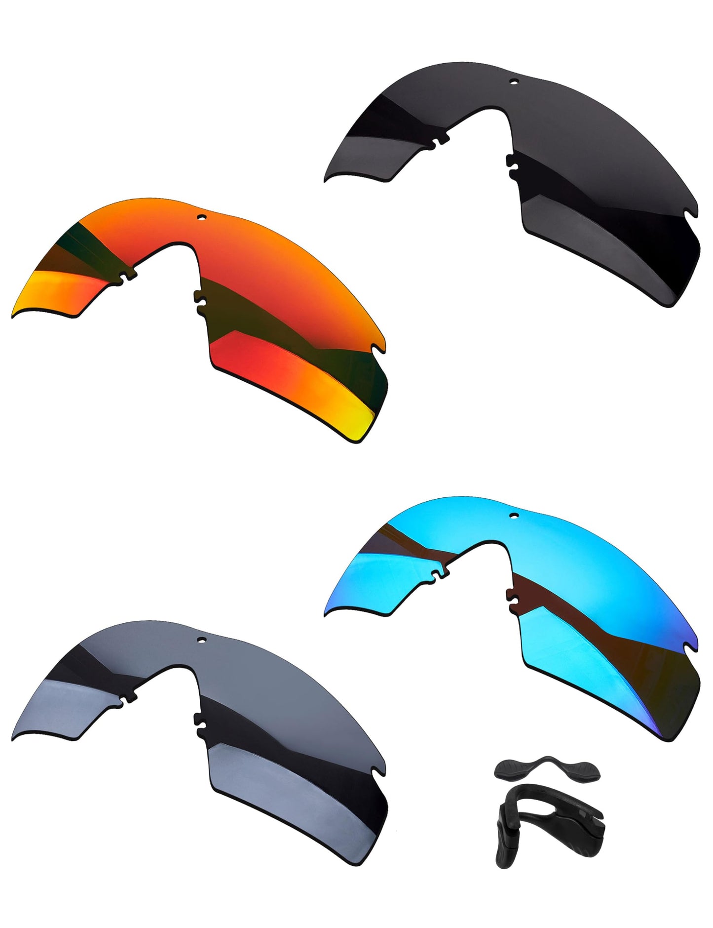 OOWLIT 4 Pieces Replacement Sunglass Lenses & Nose Pads Compatible with Oakley Si M Frame 2.0 OO9047-33mm Polarized