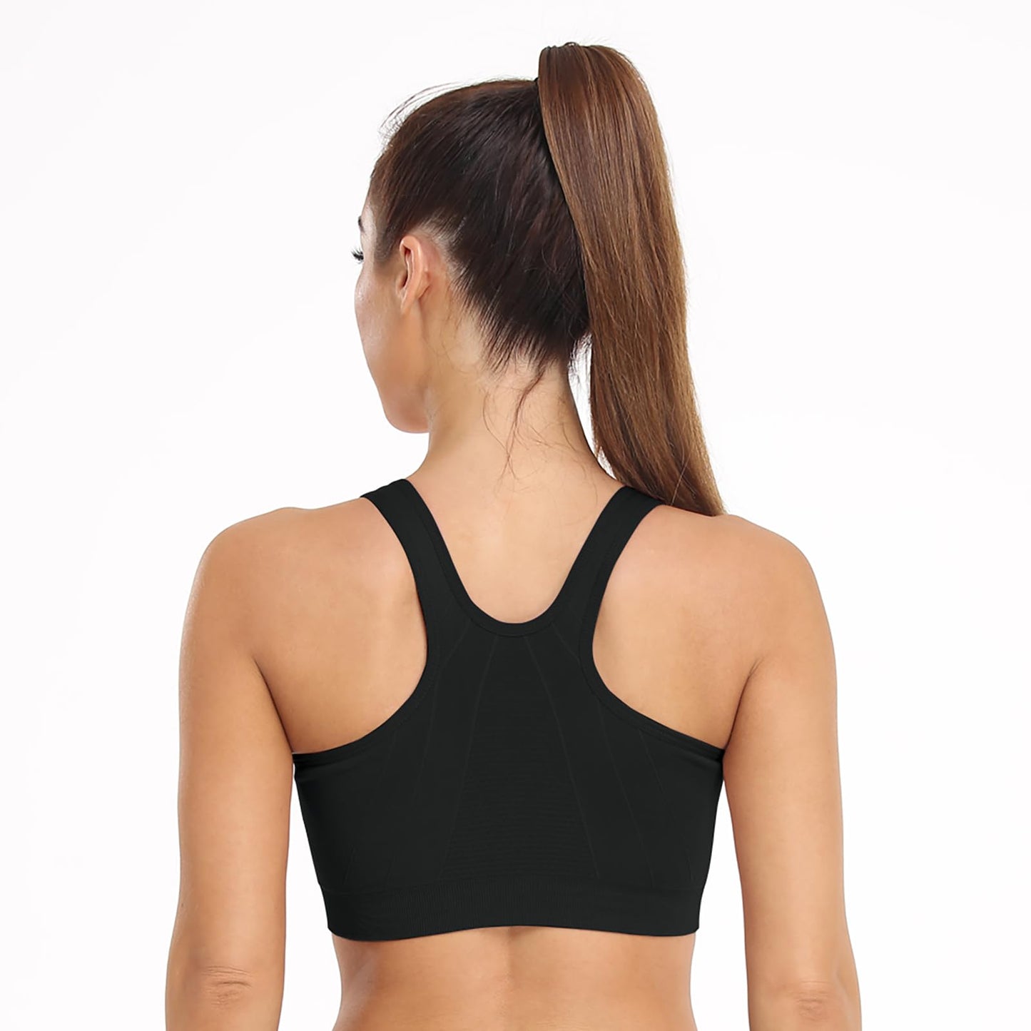 Women's Zip Front Sports Bra Wireless Post-Surgery Bra Zipper Closure Bras Padded Surgical Bra Racerback Workout Gym Yoga Bras 3 Pack Zip Up Compression Bras