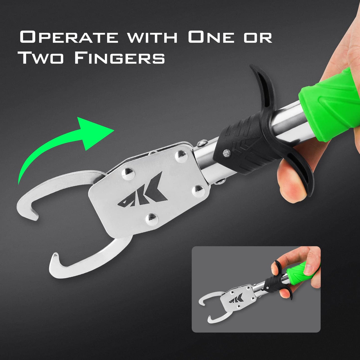 KastKing 7” Fishing Pliers with Fish Lip Gripper, Upgraded Split Ring Plier and Fish Lip Gripper, Green