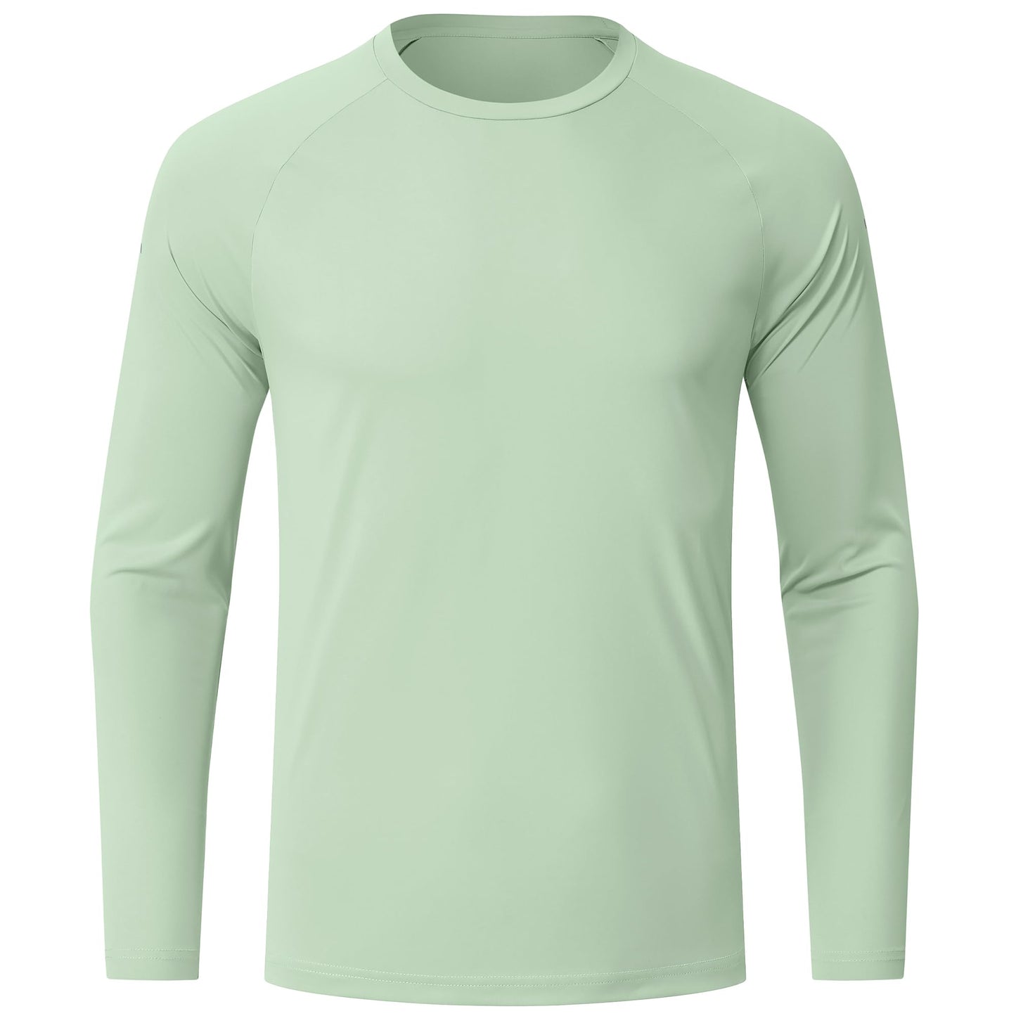 Men's Long Sleeve Rash Guard Swim Shirts UPF 50+ Sun Protection Dry Fit T-Shirt Athletic Tops for Running Hiking Fishing Light Green M
