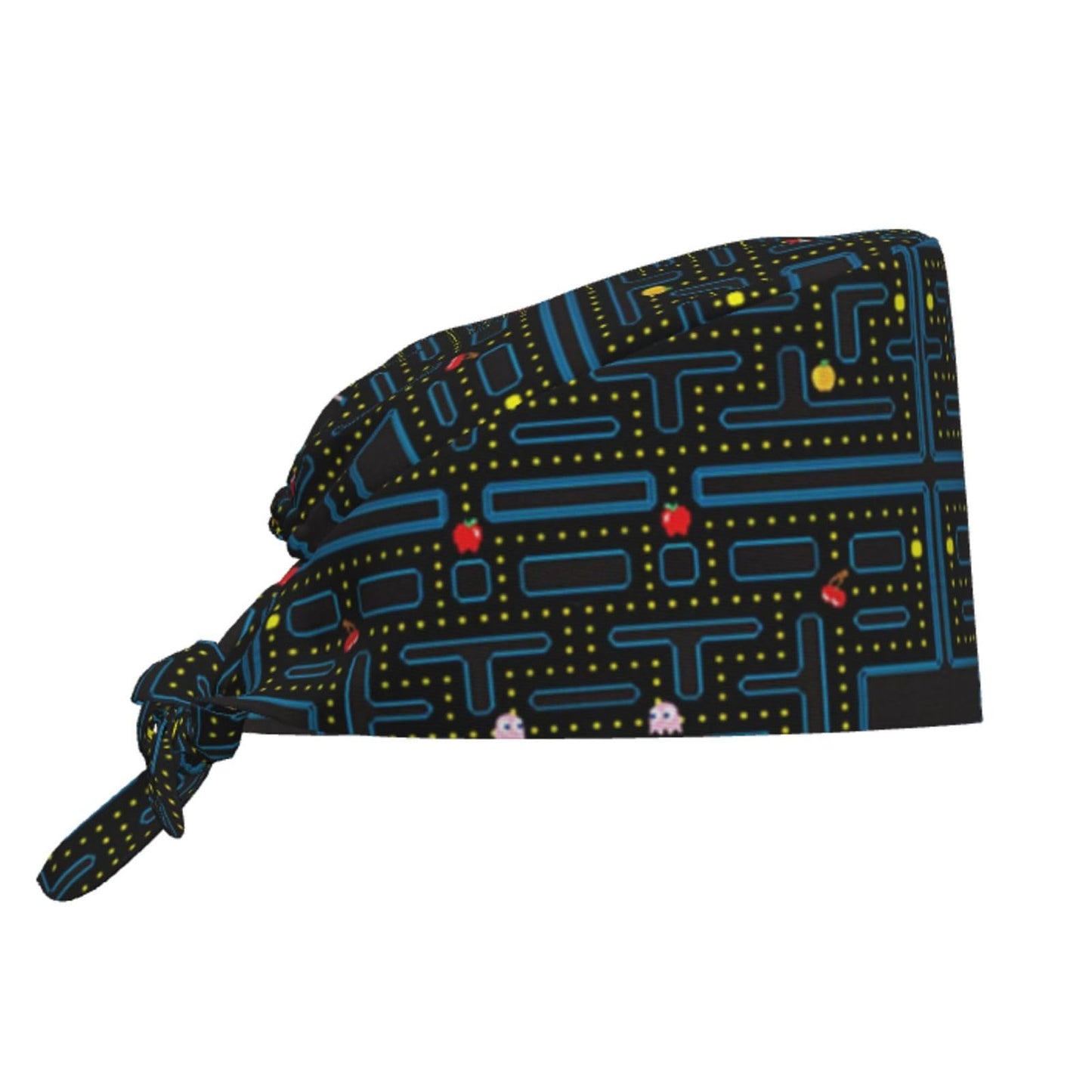 Retro Video Game Pattern Working Cap Scrub Cap with Sweatband,Adjustable Fashion Elastic Bandage Tie Back Hat Headwear Printed for Women Men
