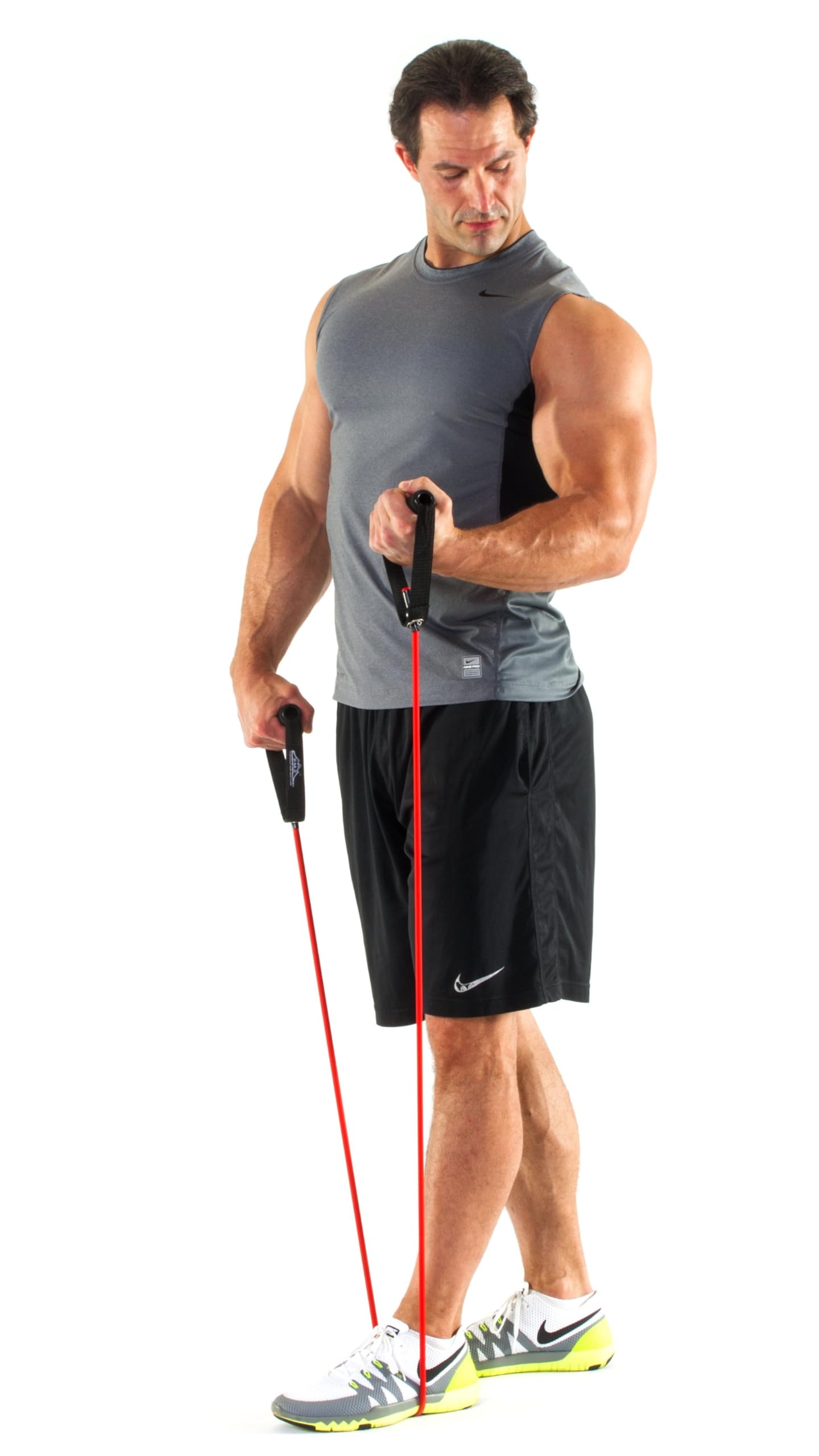 Black Mountain Products Resistance Band Set Six Bands Included - Door Anchor Workout Guide Carrying Bag Tone Build Muscle