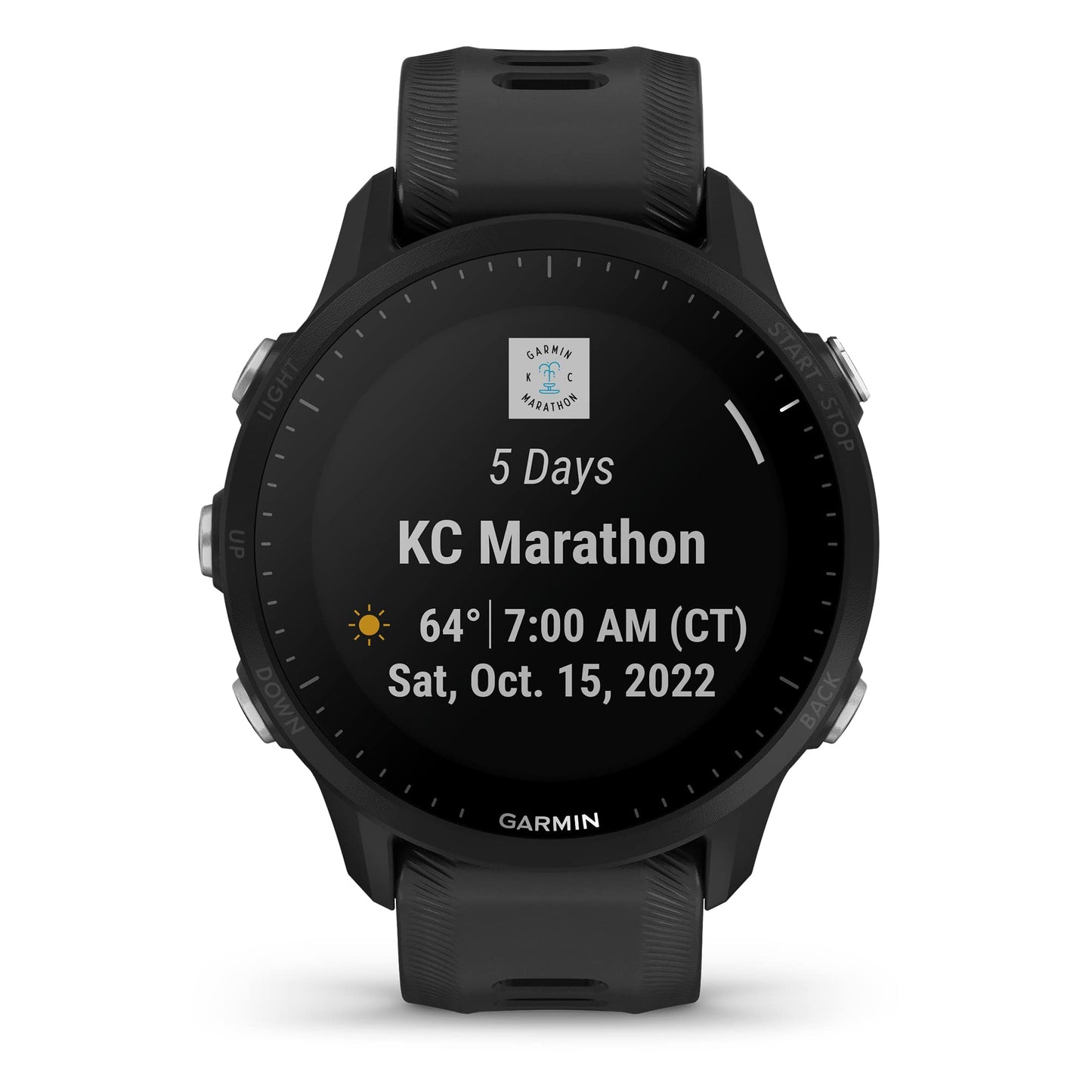 Garmin Forerunner® 955 Solar, GPS Running Smartwatch with Solar Charging Capabilities, Tailored to Triathletes, Long-Lasting Battery, Black - 010-02638-00