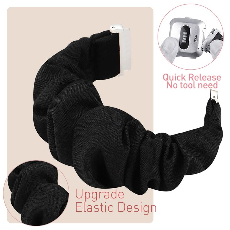 LYSANDRA 2 Pack, Compatible with Sanorum G56 Watches Band, 22mm Quick Release Scrunchie Strap Stretchy Cute Elastic Replacement Fabric Band Women (2 Pack A, for 22mm watch band)