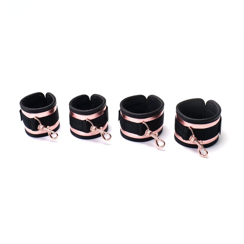 3 in 1 Heavy Duty Stainless Steel Expandable Black Spreader Bar with 4pcs PU Rose-Gold Adjustable Straps,Workout Bar for Home Gym Training Bar,Portable Detachable Pilates Kit