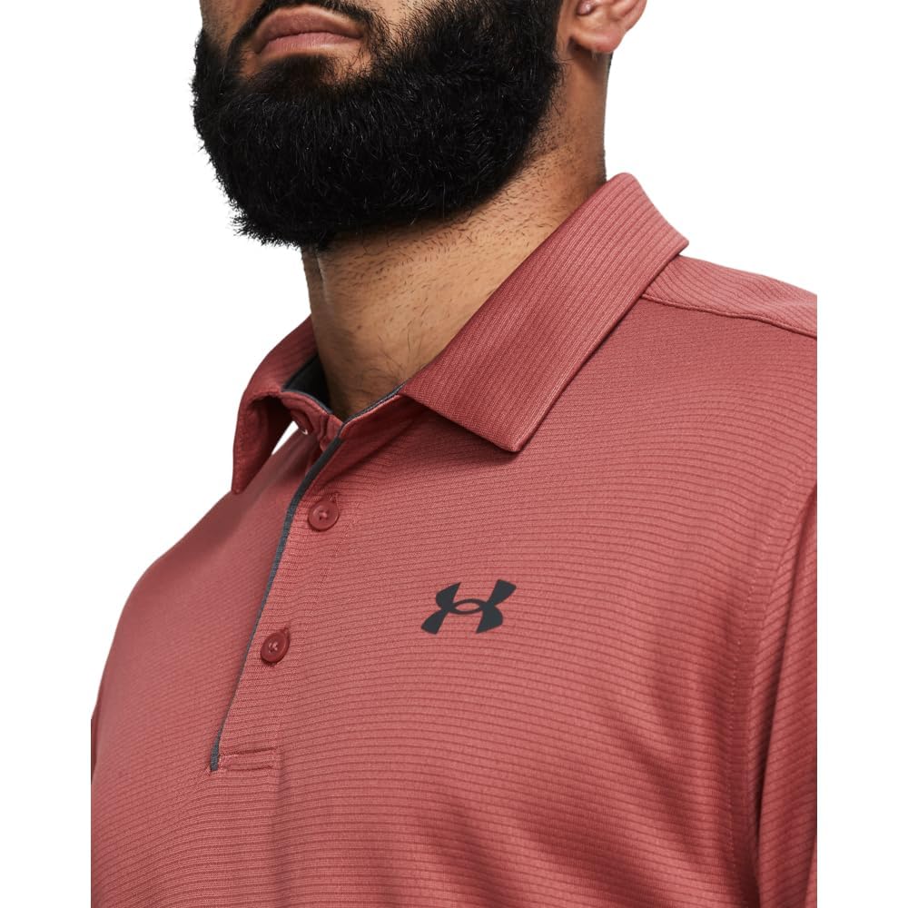 Under Armour Men's Tech Golf Polo, (611) Sedona Red / / Pitch Gray, 3X-Large