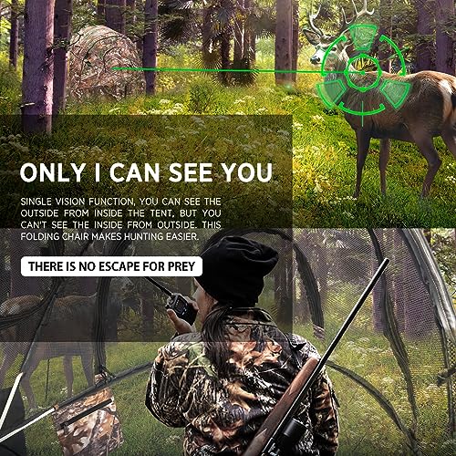 XProudeer Hunting Blind Hunting Chair Ground Blind See Through Deer Blinds Portable Camouflage Pop Up Blinds