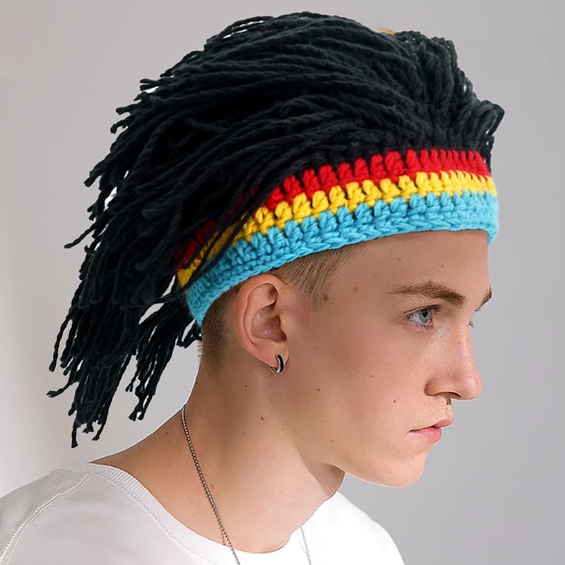 YeeHeen Wig Hat Knitted Wigs Beanie Hats with Dreadlocks Reggae Wig Cap for Women Men Black