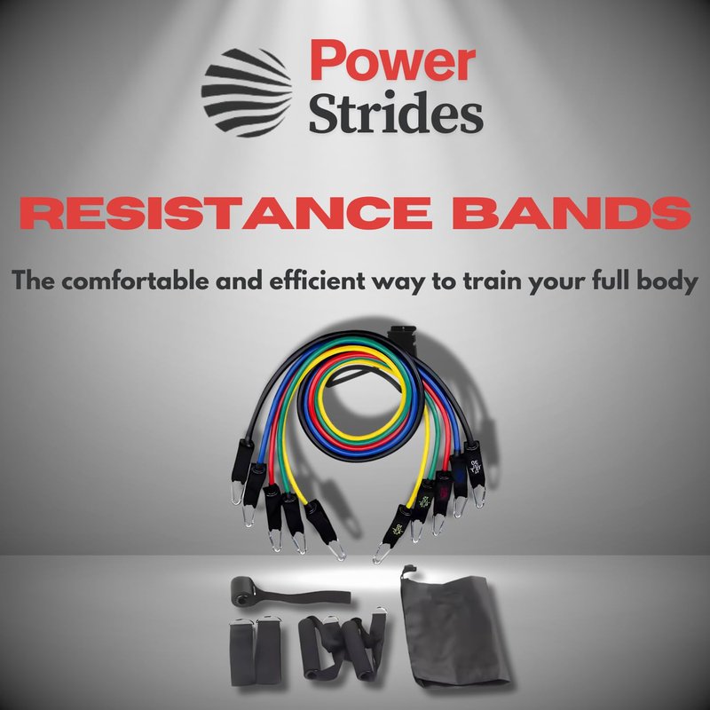 PowerStrides Resistance Bands Set for Men & Women - Best Choice for Full-Body Training, Pull up Exercise and All Kinds of Working Out. Premium Quality with Handles. Ideal for Strength and Mobility.