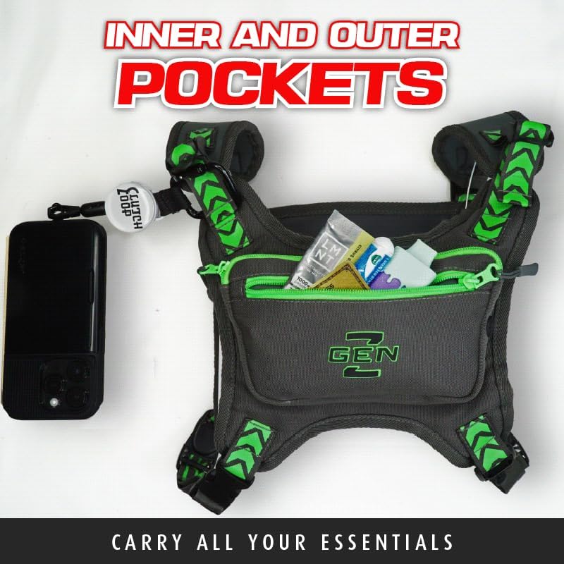 Ski & Snowboard Chest Pack - Lightweight Gunmetal Bag with 3 Pockets & No-Bounce Straps | Ideal for Winter Sports