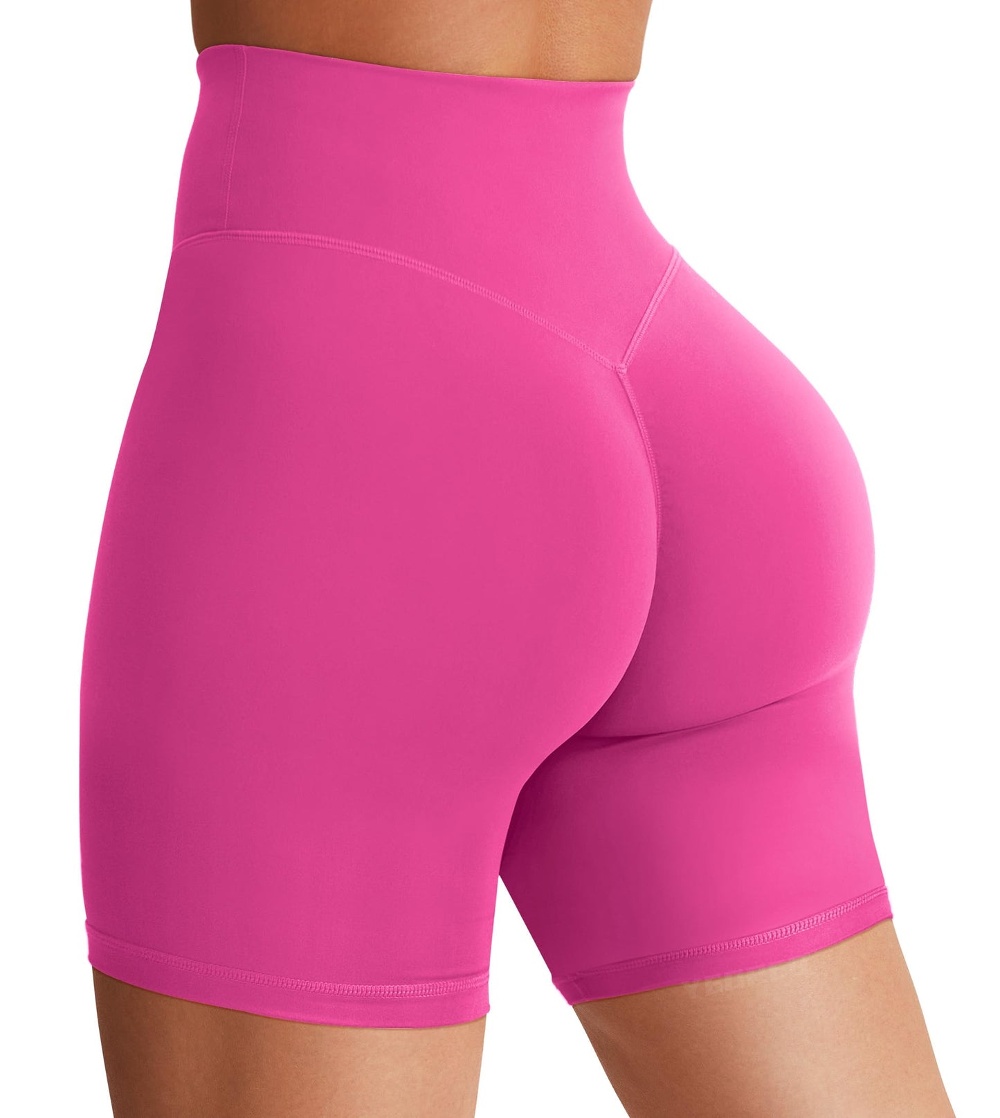 YEOREO Women's Biker Shorts 4.5" / 6" Workout Gym Shorts Craze High Waist Tummy Control Hidden Scrunch Running Yoga Rose Red S