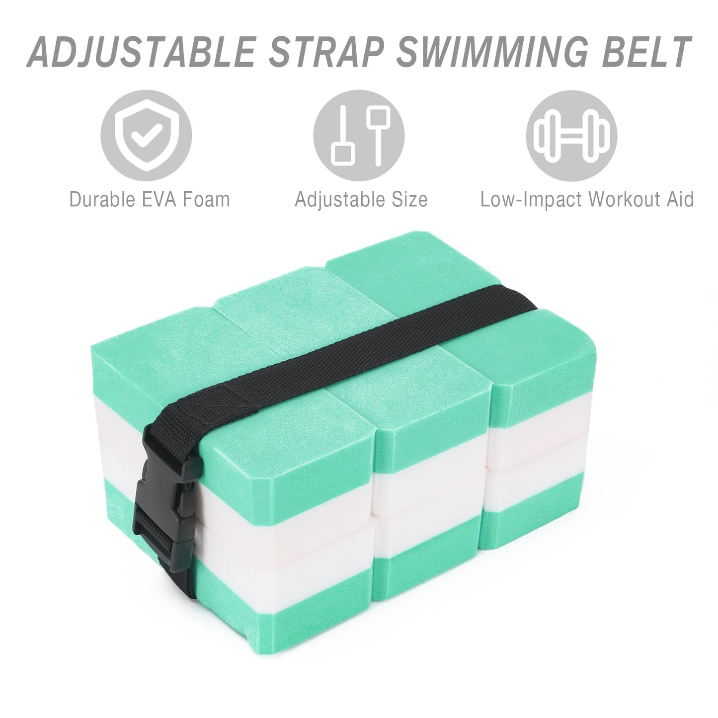 NEAGLORY 5 Pieces Water Aerobics Set Aquatic Exercise Set Pool Fitness Equipment with Foam Dumbbell, Swim Kickboard, Pull Buoy, Aquatic Swim Belt for Water Workout, Green