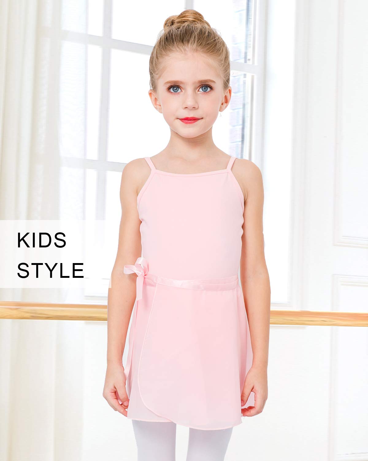 Stelle Ballet Skirts for Girls Toddler Dance Skirt Chiffon Kids Ballet Wrap Skirts (Pink (Adjustable Tie), 7-9 Years)