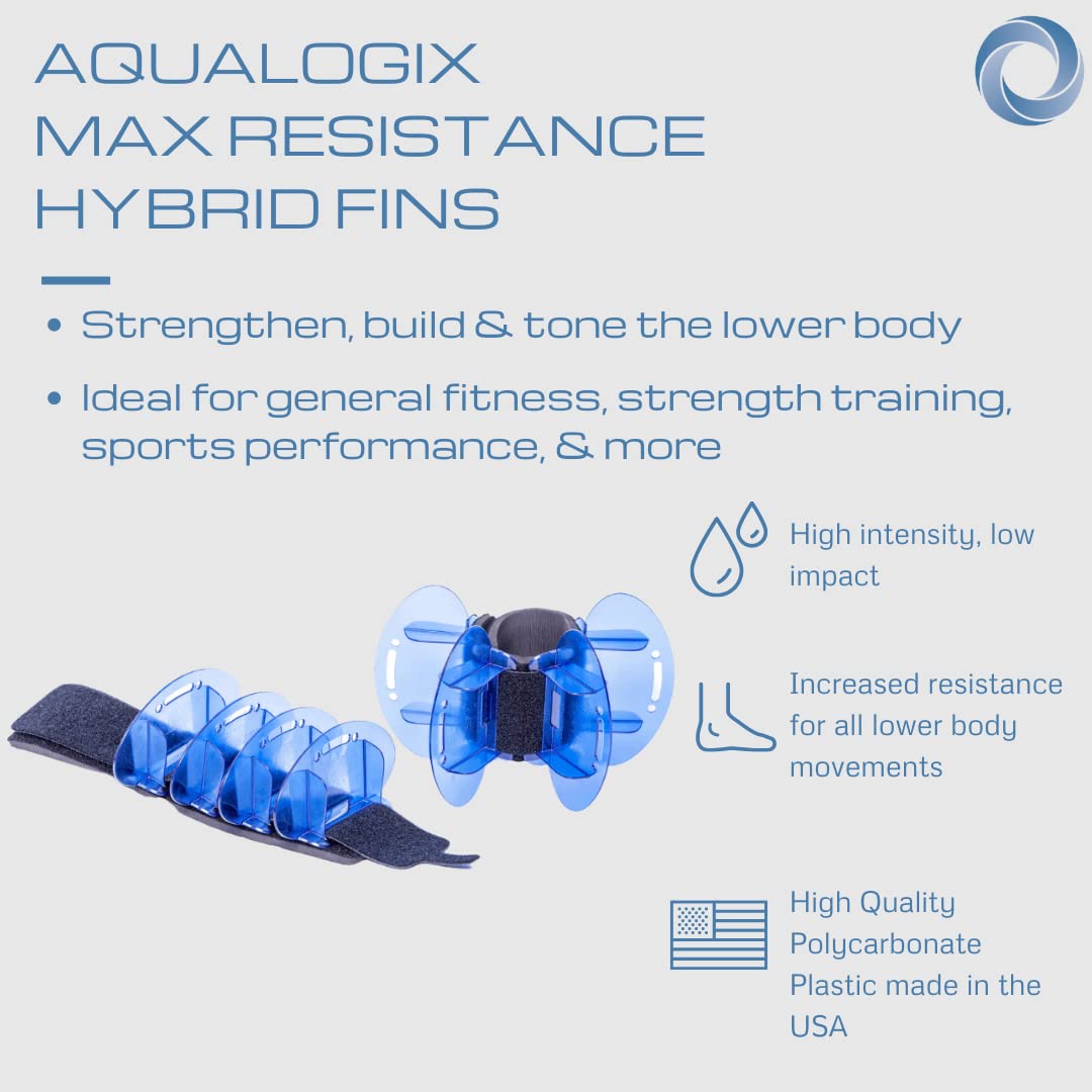 AquaLogix Total Body Pool Weights for Water Exercise Bundle, Polycarbonate Upper Body Bells & Padded Lower Body Fins, Aqua Therapy, Pool Exercise, Water Aerobics, Color Indicate Resistance Level