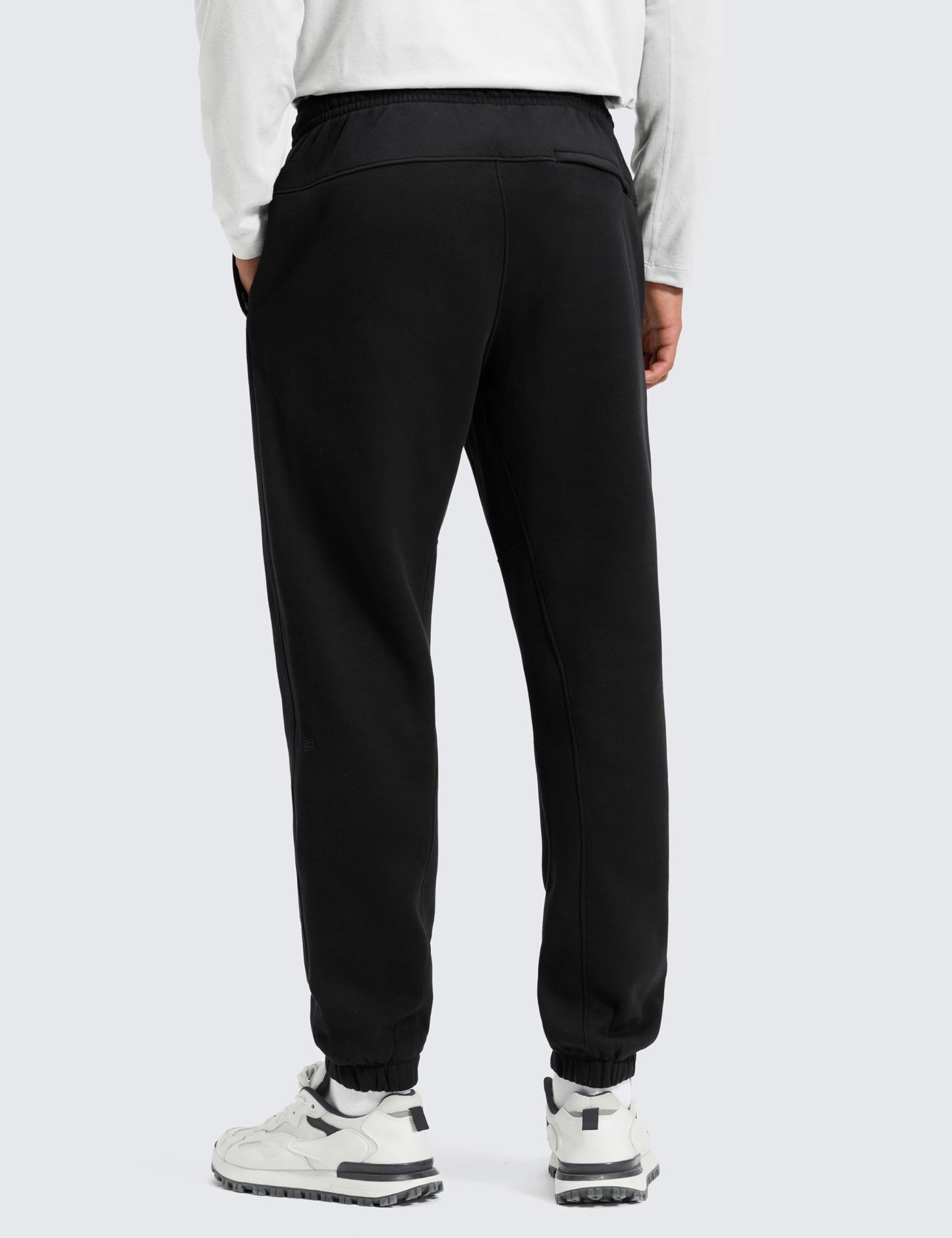 CRZ YOGA Cotton Fleece Lined Sweatpants for Men 30" - Classic Fit Casual Lounge Cozy Sweat Pants Joggers with Zipper Pockets Black Medium