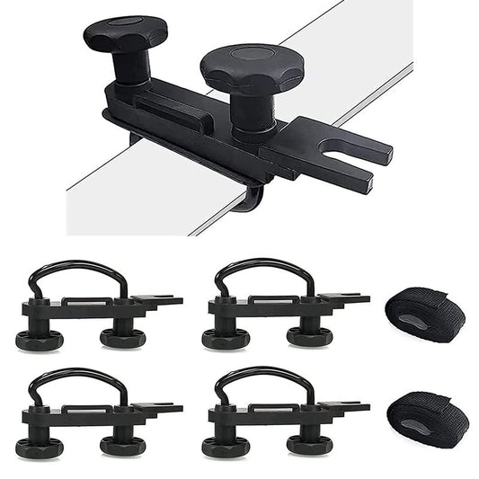 Sporacingrts 4 PCS Roof Box U-Bolt Clamps Rooftop car Van mounting Accessories U-Bracket mounting Accessories, 85mm Internal Width, with 8 Lock Nuts, 2 Strap Kit for Most Cars